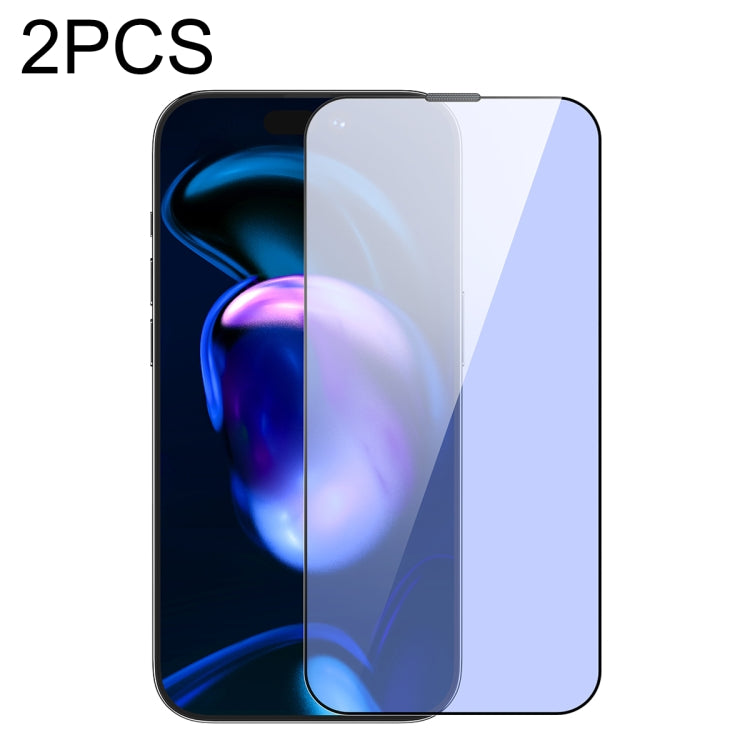 For iPhone 14 Pro 2pcs Baseus 0.3mm Full-screen Anti Blue-ray Tempered Glass Film