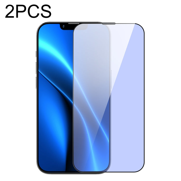 For iPhone 14 Plus / 13 Pro Max Baseus 2pcs 0.3mm Full-screen Anti Blue-ray Tempered Glass Film