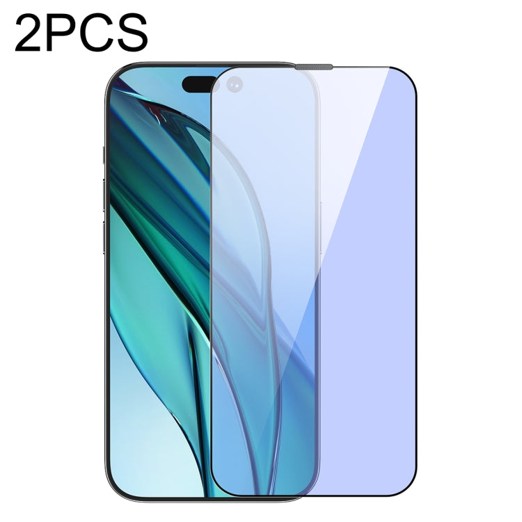 For iPhone 14 Pro Max 2pcs Baseus 0.3mm Full-screen Anti Blue-ray Tempered Glass Film