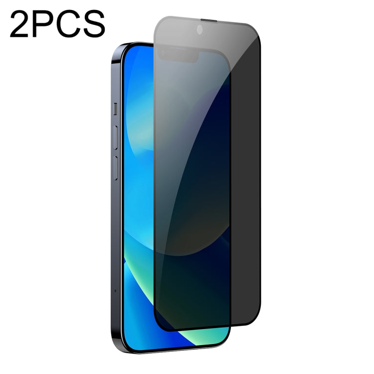 For iPhone 14 / 13 / 13 Pro Baseus 2pcs 0.3mm Full-screen Peep-proof Tempered Glass Film