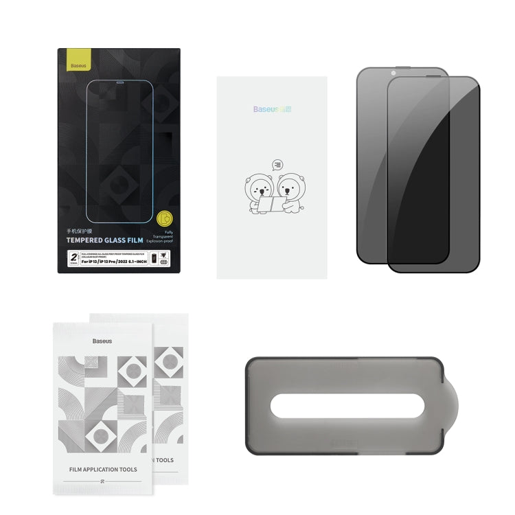 For iPhone 14 Pro 2pcs Baseus 0.3mm Full-screen Peep-proof Tempered Glass Film