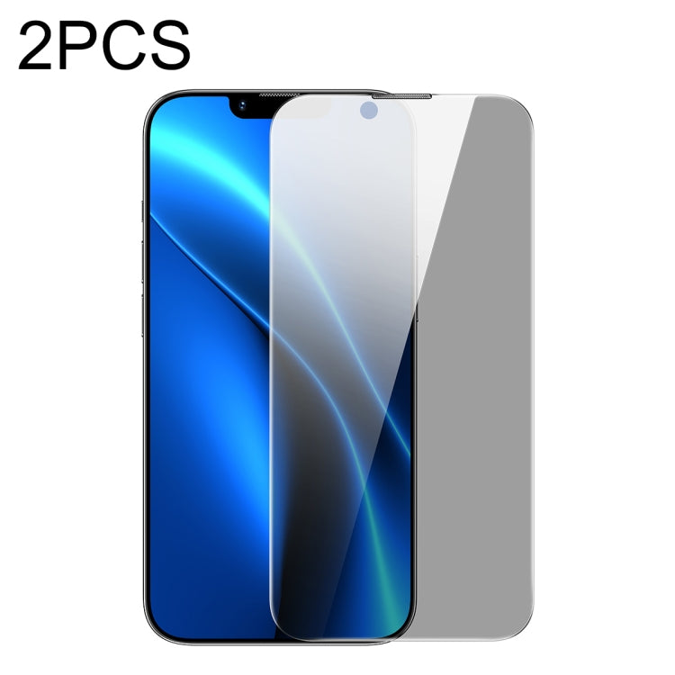 For iPhone 14 / 13 / 13 Pro Baseus 2pcs 0.3mm Nano Crystal Peep-proof Tempered Glass Film