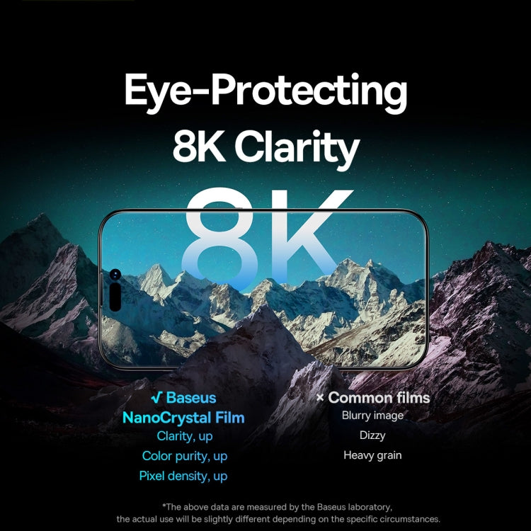 For iPhone 14 Plus / 13 Pro Max Baseus 2pcs 0.3mm Nano Crystal Peep-proof Tempered Glass Film
