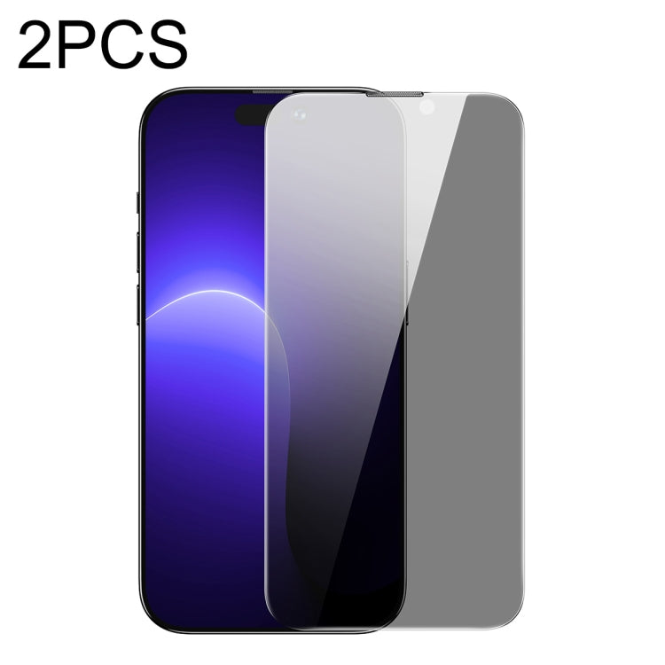 For iPhone 14 Pro Max 2pcs Baseus 0.3mm Nano Crystal Peep-proof Tempered Glass Film