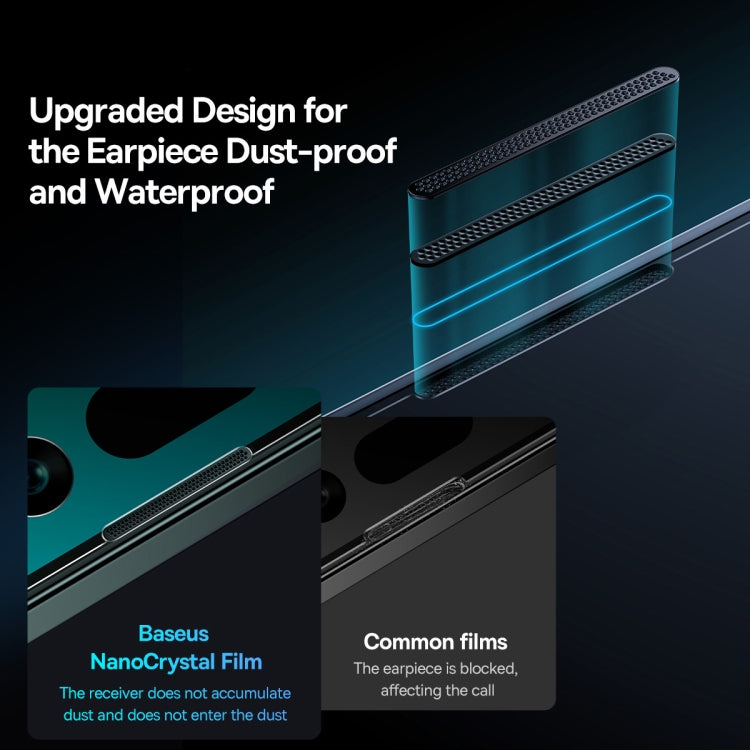 For iPhone 14 Pro Max 2pcs Baseus 0.3mm Nano Crystal Peep-proof Tempered Glass Film