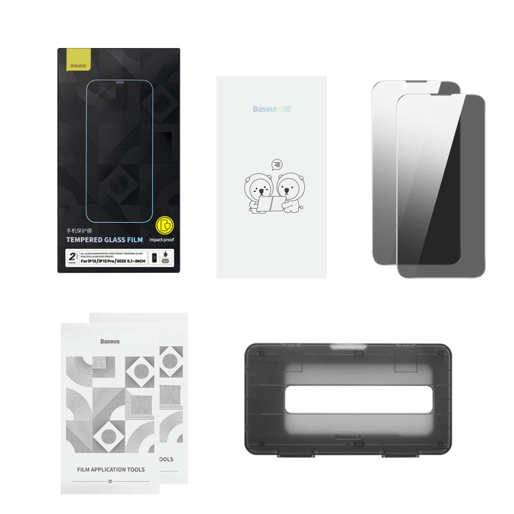 For iPhone 14 Pro Max 2pcs Baseus 0.3mm Nano Crystal Peep-proof Tempered Glass Film