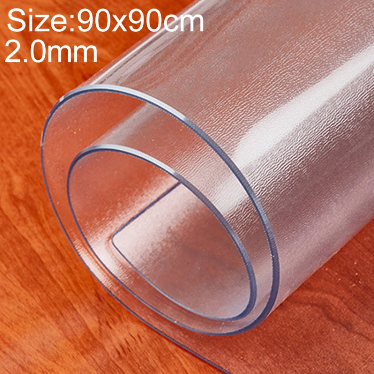 90x90cm Waterproof Oilproof Transparent Frosted PVC Disposable Tablecloth Coffee Table Mat(Unshrinking 2.0mm Frosted)