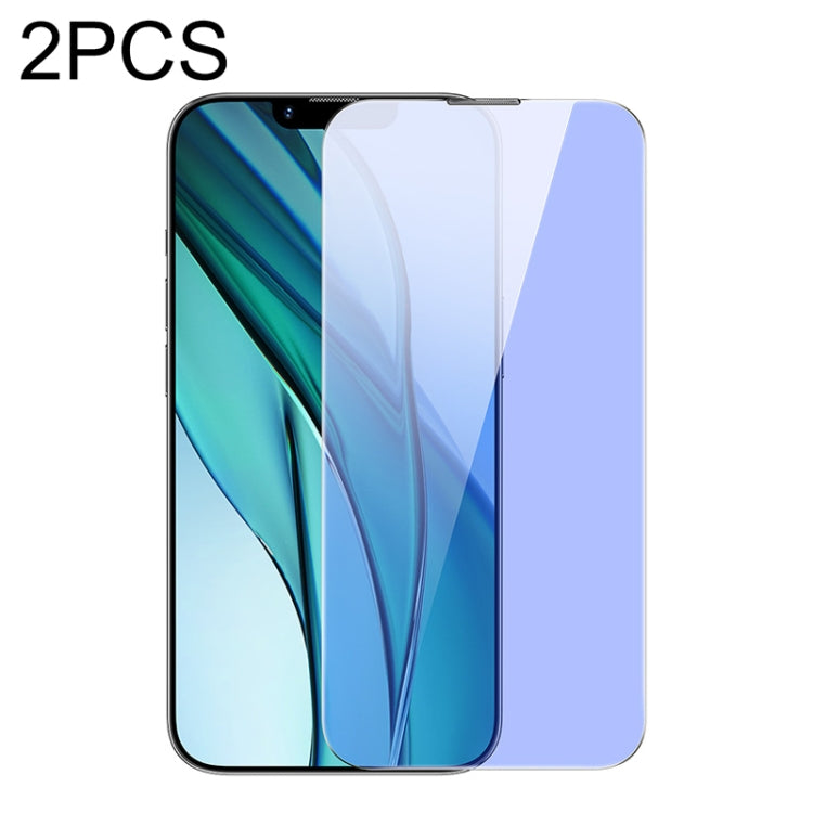 For iPhone 14 Plus / 13 Pro Max Baseus 2pcs 0.3mm Nano Crystal Anti Blue-ray Tempered Glass Film