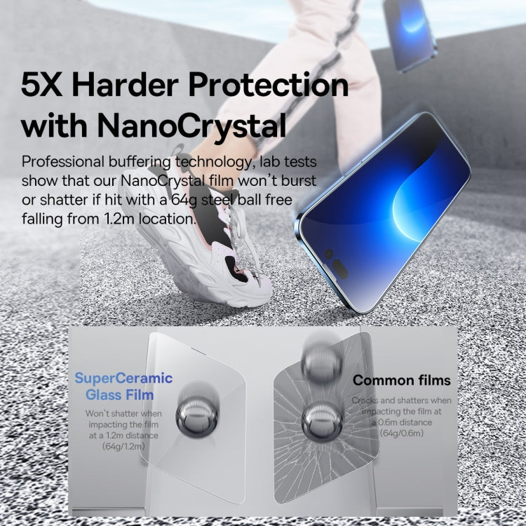 For iPhone 14 Pro Max 2pcs Baseus 0.3mm Nano Crystal Tempered Glass Film