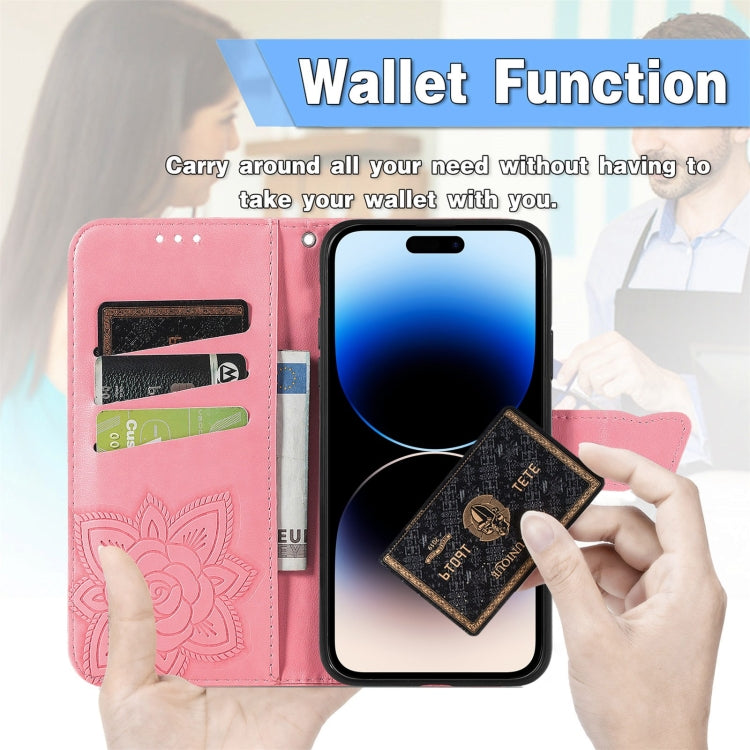 For iPhone 14 Pro Max Butterfly Embossing Leather Case