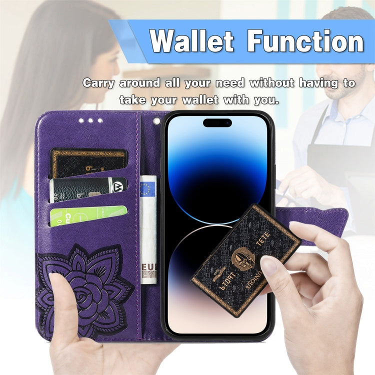 For iPhone 14 Pro Max Butterfly Embossing Leather Case
