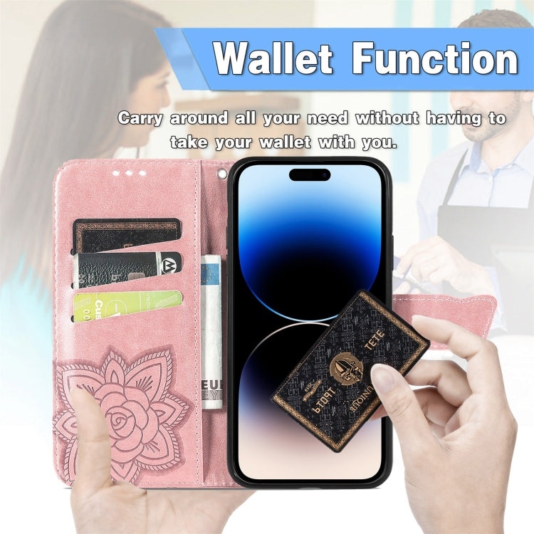 For iPhone 14 Pro Max Butterfly Embossing Leather Case