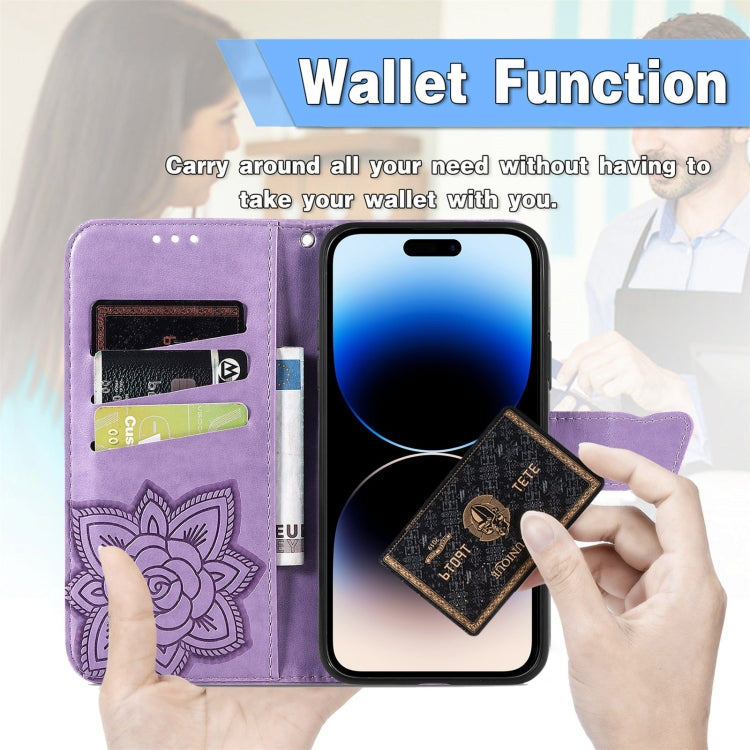 For iPhone 14 Pro Max Butterfly Embossing Leather Case