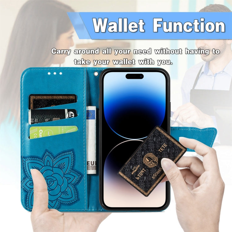 For iPhone 14 Pro Max Butterfly Embossing Leather Case