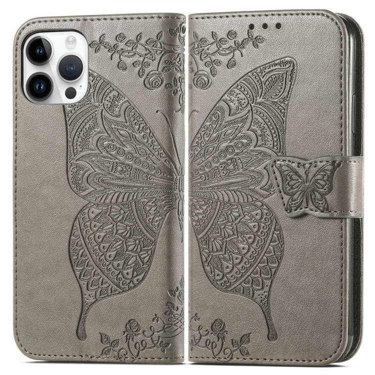 For iPhone 14 Pro Max Butterfly Embossing Leather Case
