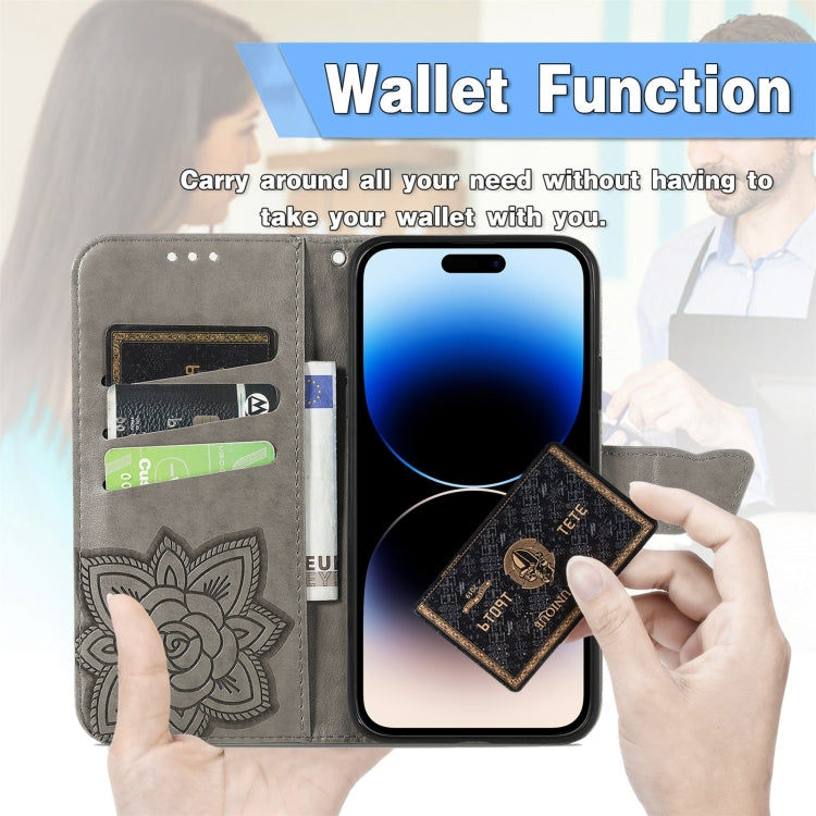 For iPhone 14 Pro Max Butterfly Embossing Leather Case