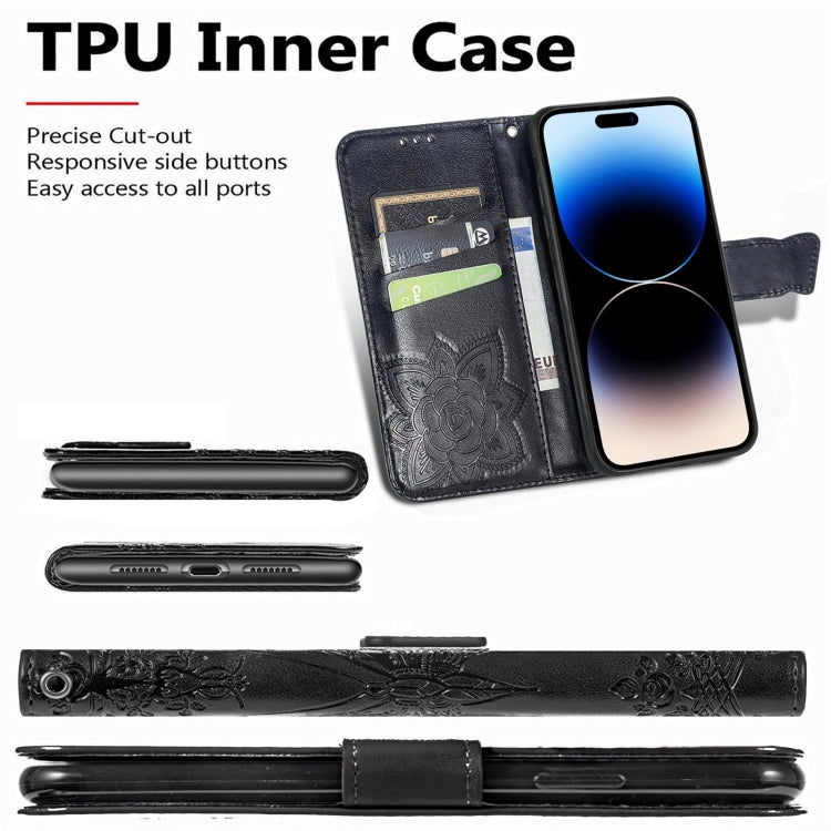 For iPhone 14 Pro Max Butterfly Embossing Leather Case