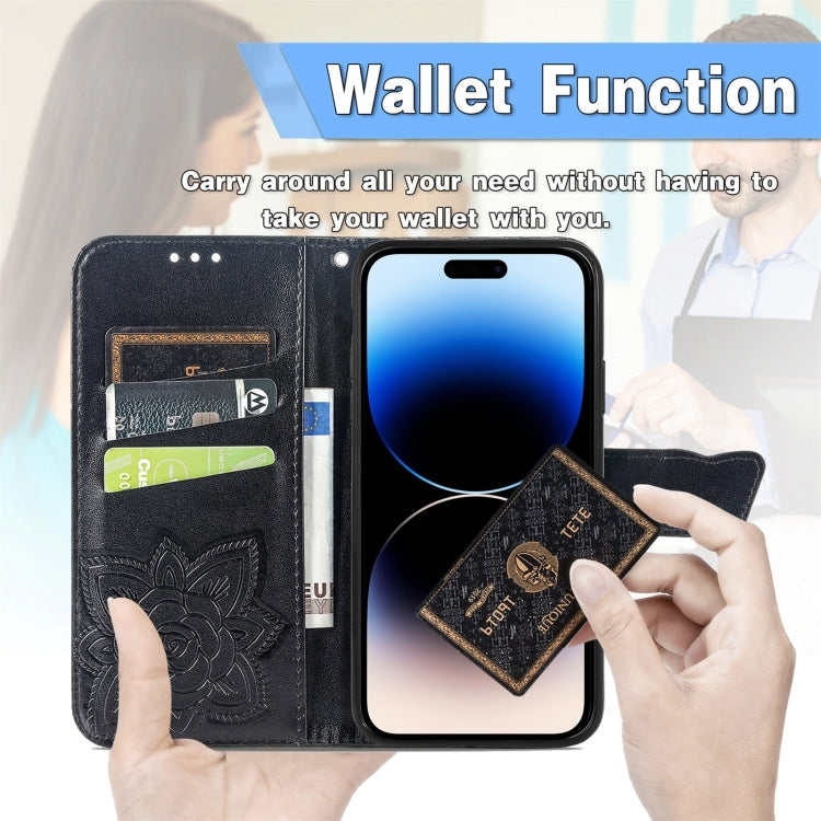 For iPhone 14 Pro Butterfly Embossing Leather Case