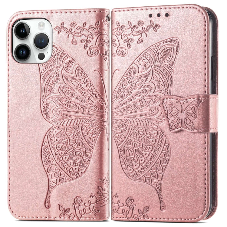 For iPhone 14 Pro Butterfly Embossing Leather Case