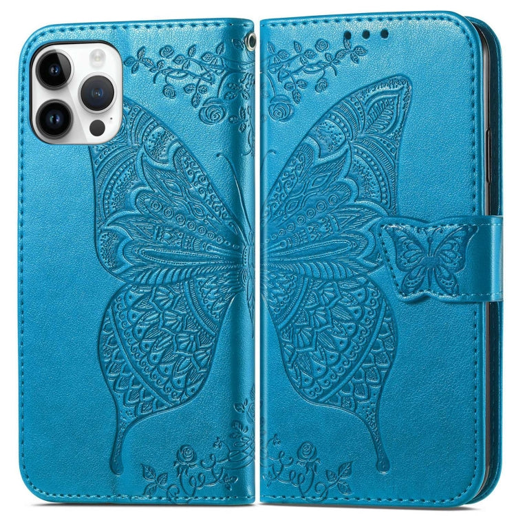 For iPhone 14 Pro Butterfly Embossing Leather Case