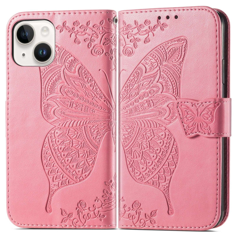 For iPhone 14 Butterfly Embossing Leather Case