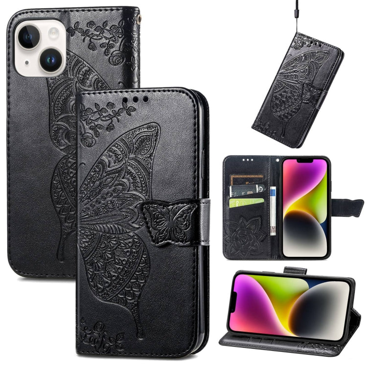 For iPhone 14 Butterfly Embossing Leather Case