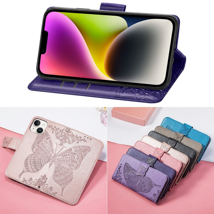 For iPhone 14 Butterfly Embossing Leather Case