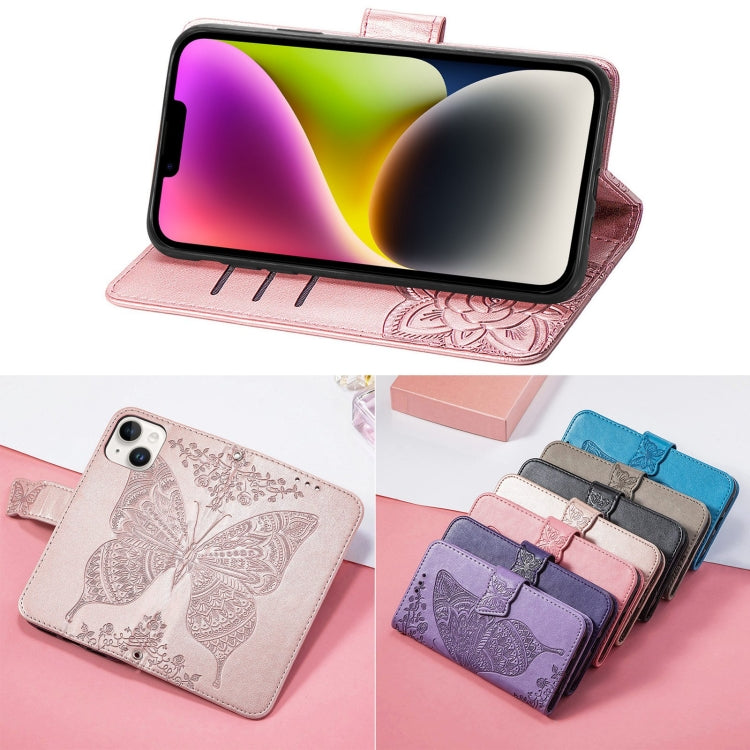 For iPhone 14 Butterfly Embossing Leather Case