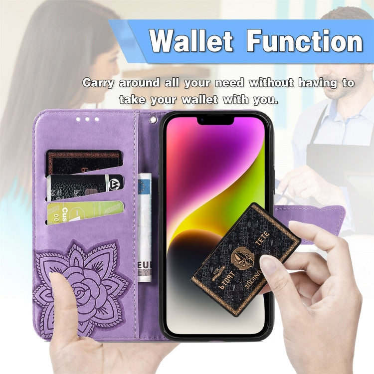For iPhone 14 Butterfly Embossing Leather Case