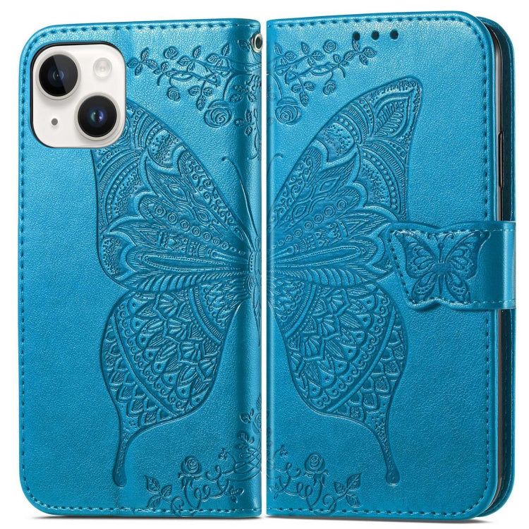 For iPhone 14 Butterfly Embossing Leather Case