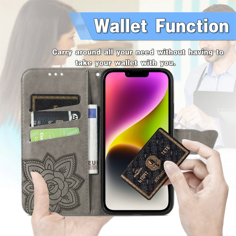 For iPhone 14 Butterfly Embossing Leather Case