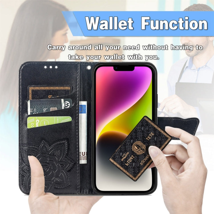 For iPhone 14 Plus Butterfly Embossing Leather Case