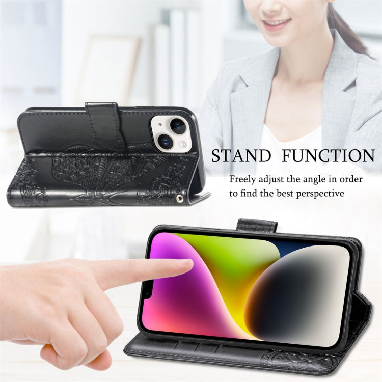 For iPhone 14 Plus Butterfly Embossing Leather Case