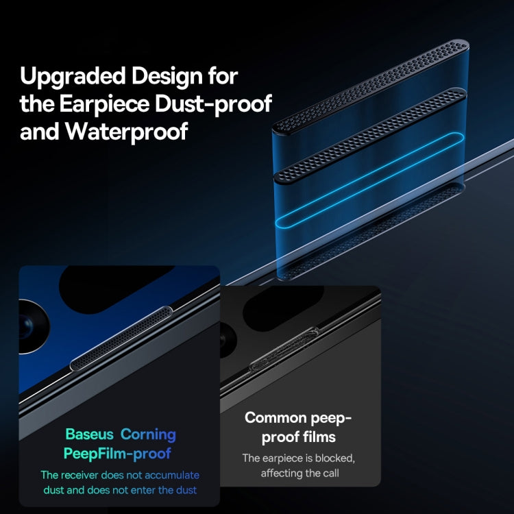 For iPhone 14 Pro 2pcs Baseus 0.4mm Corning Peep-proof Tempered Glass Film
