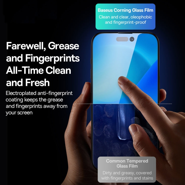 For iPhone 14 Pro 2pcs Baseus 0.4mm Corning Peep-proof Tempered Glass Film