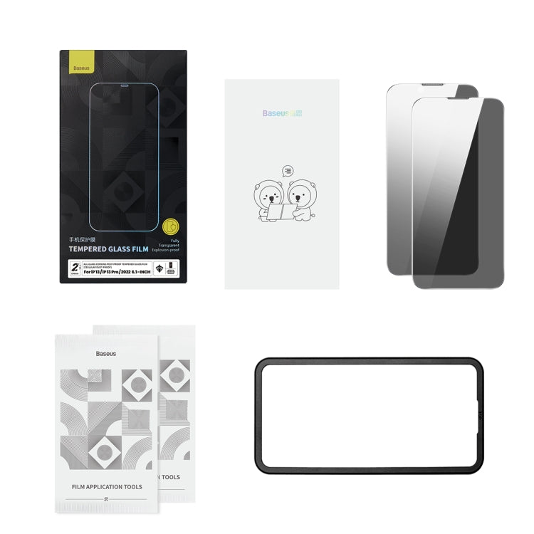 For iPhone 14 Pro 2pcs Baseus 0.4mm Corning Peep-proof Tempered Glass Film