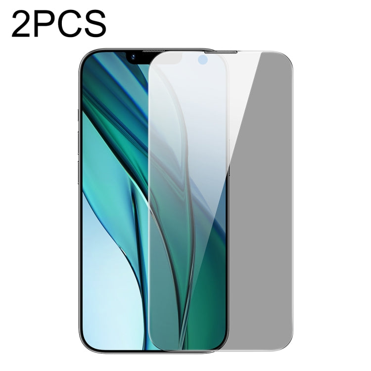 For iPhone 14 Plus / 13 Pro Max Baseus 2pcs 0.4mm Corning Peep-proof Tempered Glass Film