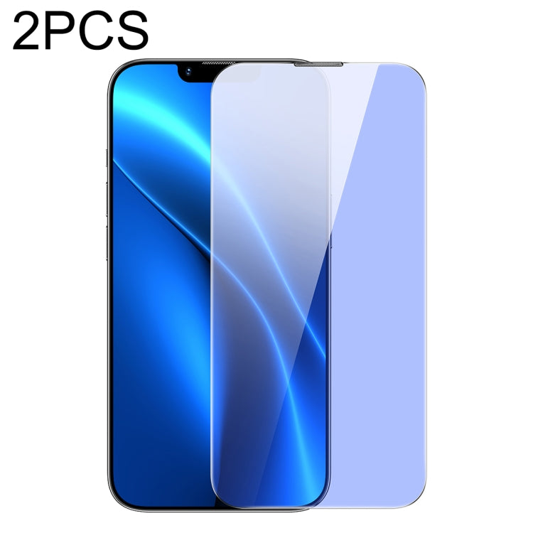For iPhone 14 / 13 / 13 Pro Baseus 2pcs 0.4mm Corning Anti Blue-ray Tempered Glass Film
