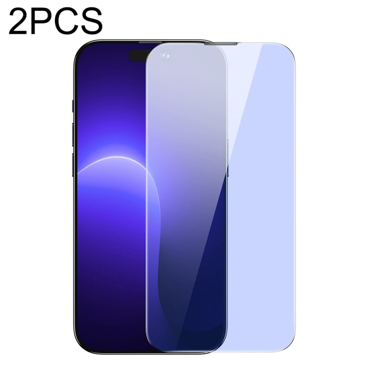 For iPhone 14 Pro 2pcs Baseus 0.4mm Corning Anti Blue-ray Tempered Glass Film