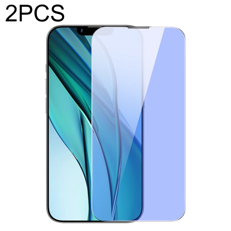 For iPhone 14 Plus / 13 Pro Max Baseus 2pcs 0.4mm Corning Anti Blue-ray Tempered Glass Film