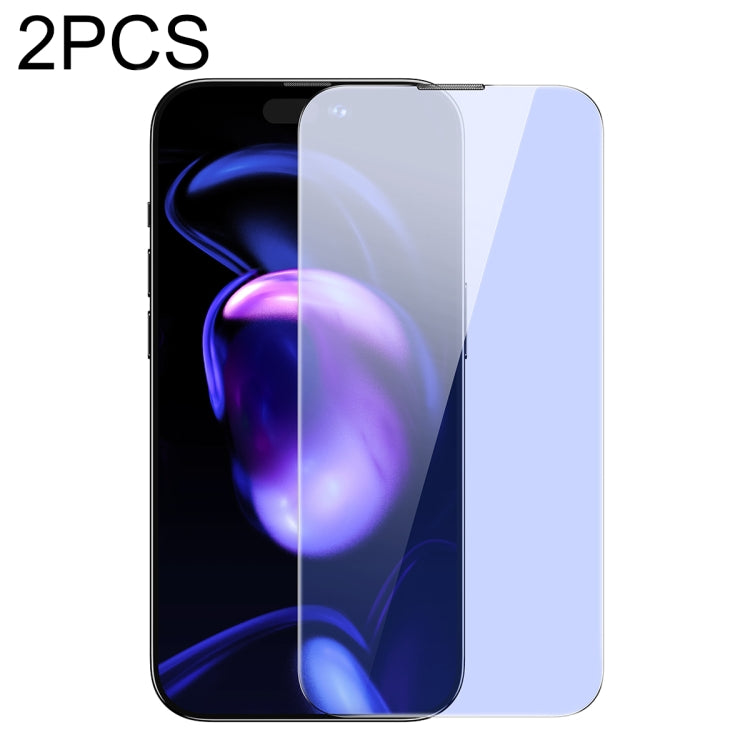 For iPhone 14 Pro Max 2pcs Baseus 0.4mm Corning Anti Blue-ray Tempered Glass Film