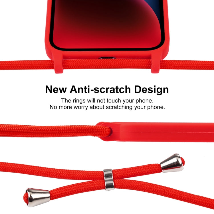 For iPhone 14 Crossbody Lanyard Liquid Silicone Case