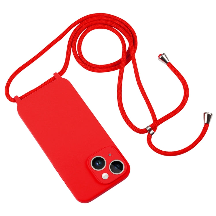 For iPhone 14 Plus Crossbody Lanyard Liquid Silicone Case