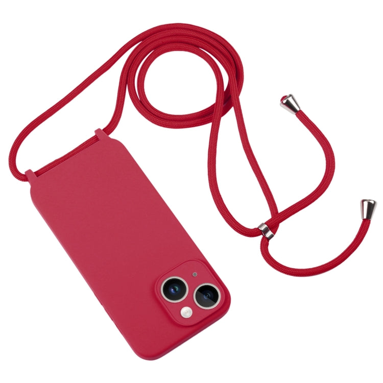 For iPhone 14 Plus Crossbody Lanyard Liquid Silicone Case
