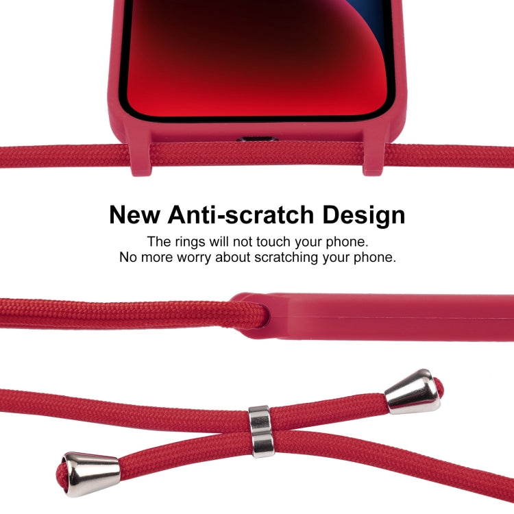 For iPhone 14 Plus Crossbody Lanyard Liquid Silicone Case