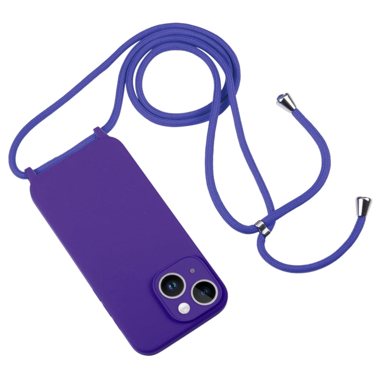 For iPhone 14 Plus Crossbody Lanyard Liquid Silicone Case