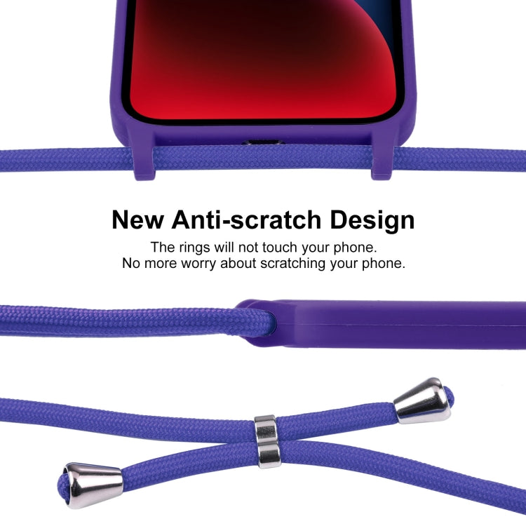 For iPhone 14 Plus Crossbody Lanyard Liquid Silicone Case
