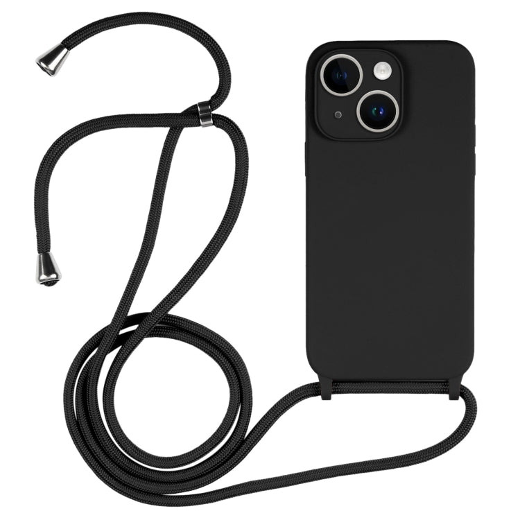 For iPhone 14 Plus Crossbody Lanyard Liquid Silicone Case