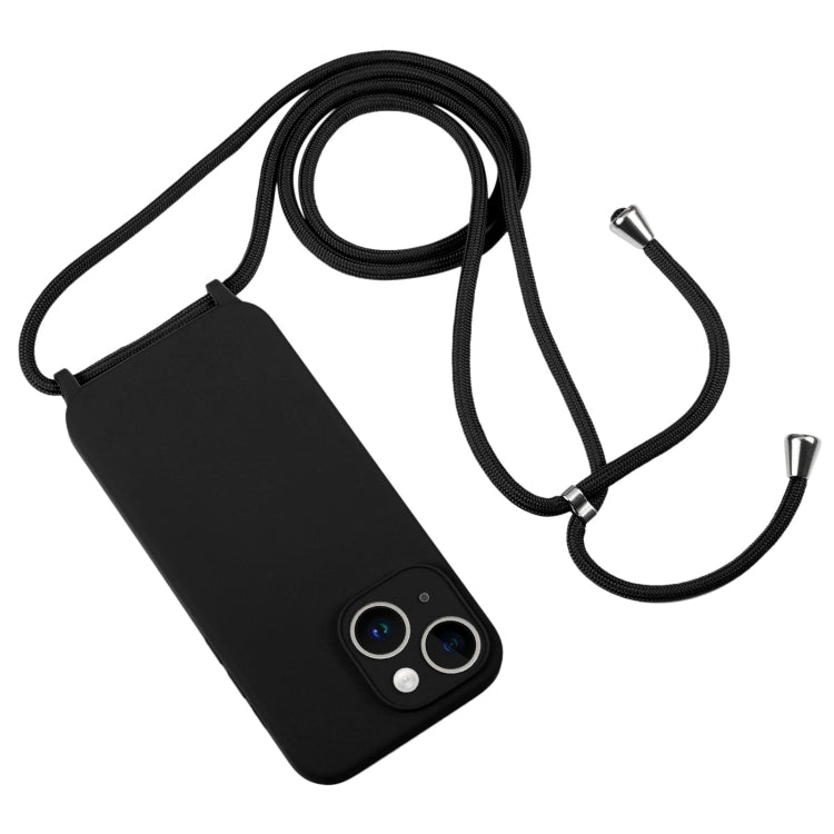 For iPhone 14 Plus Crossbody Lanyard Liquid Silicone Case