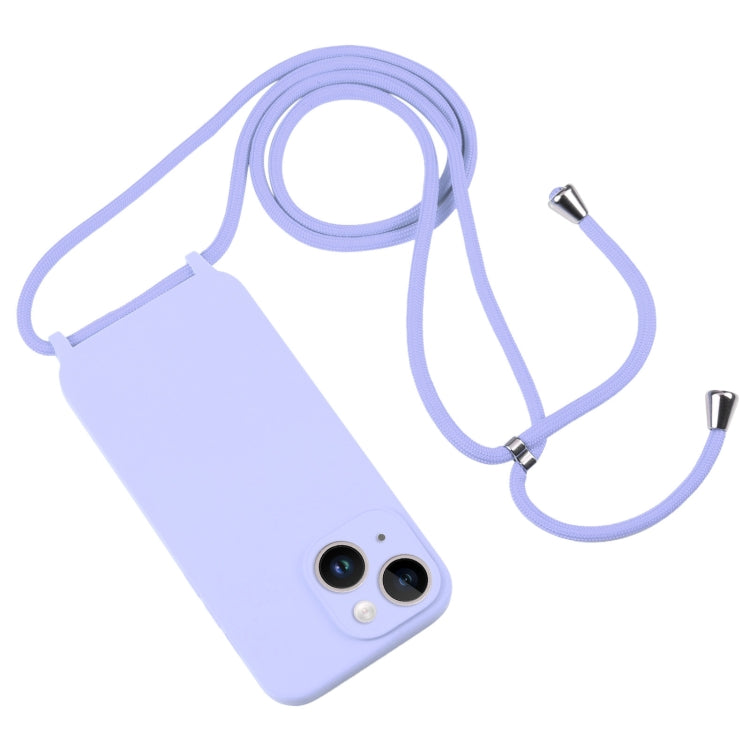 For iPhone 14 Plus Crossbody Lanyard Liquid Silicone Case